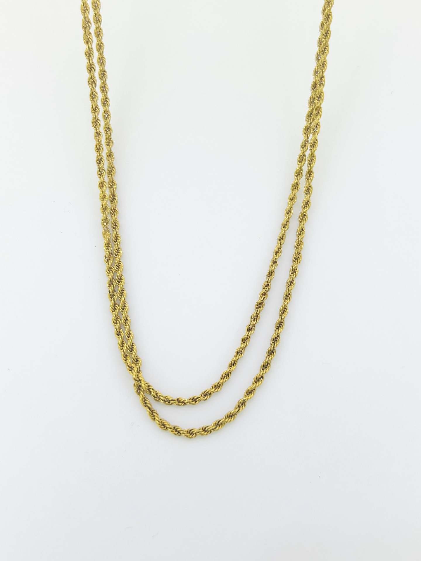 9-carat Yellow Gold Double Strand Rope Chain 46 cm, Double strand rope chain in yellow gold. Weight: 7.1 g.