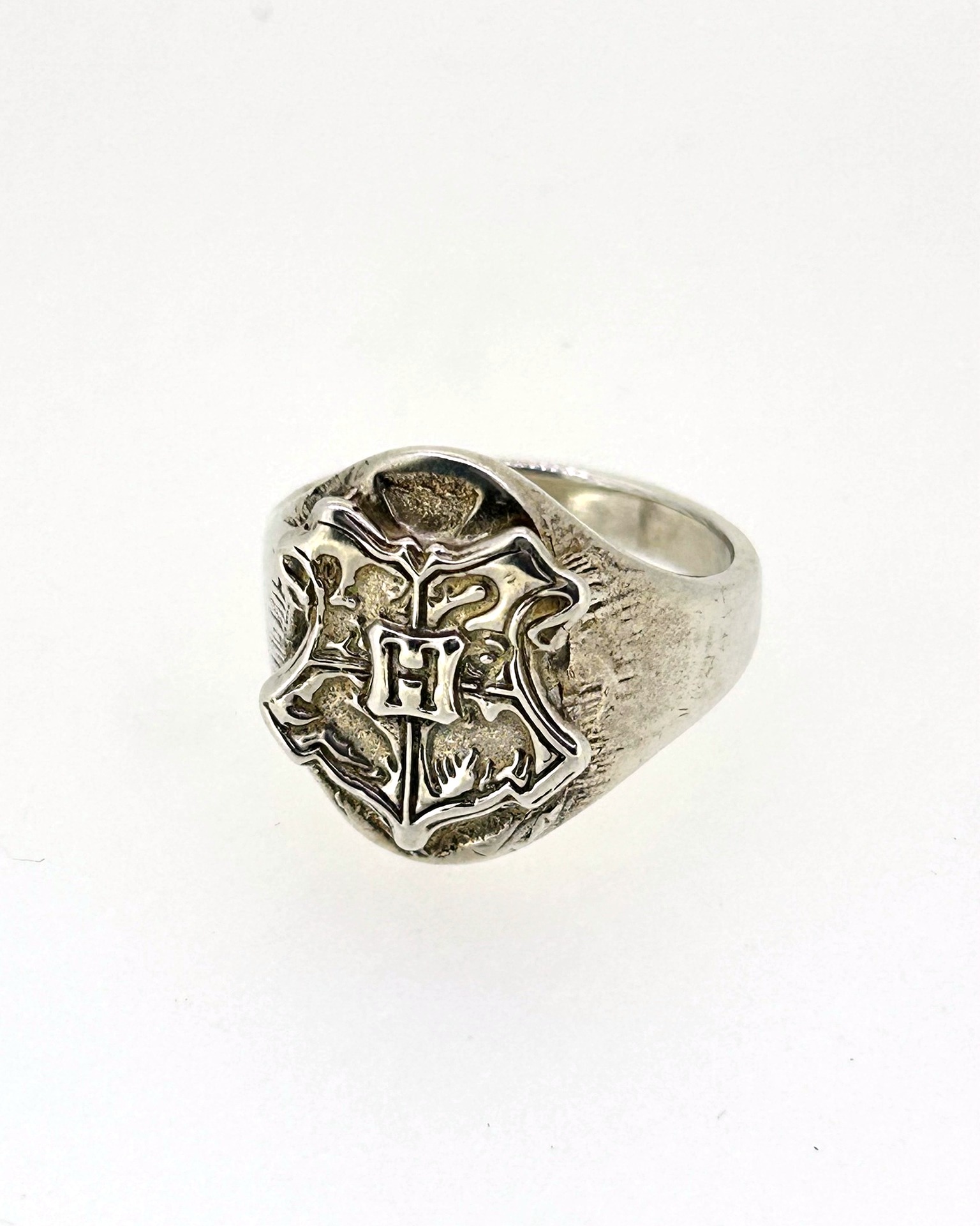 Silver H Shield Signet Ring, Bold shield signet ring with an engraved H motif.