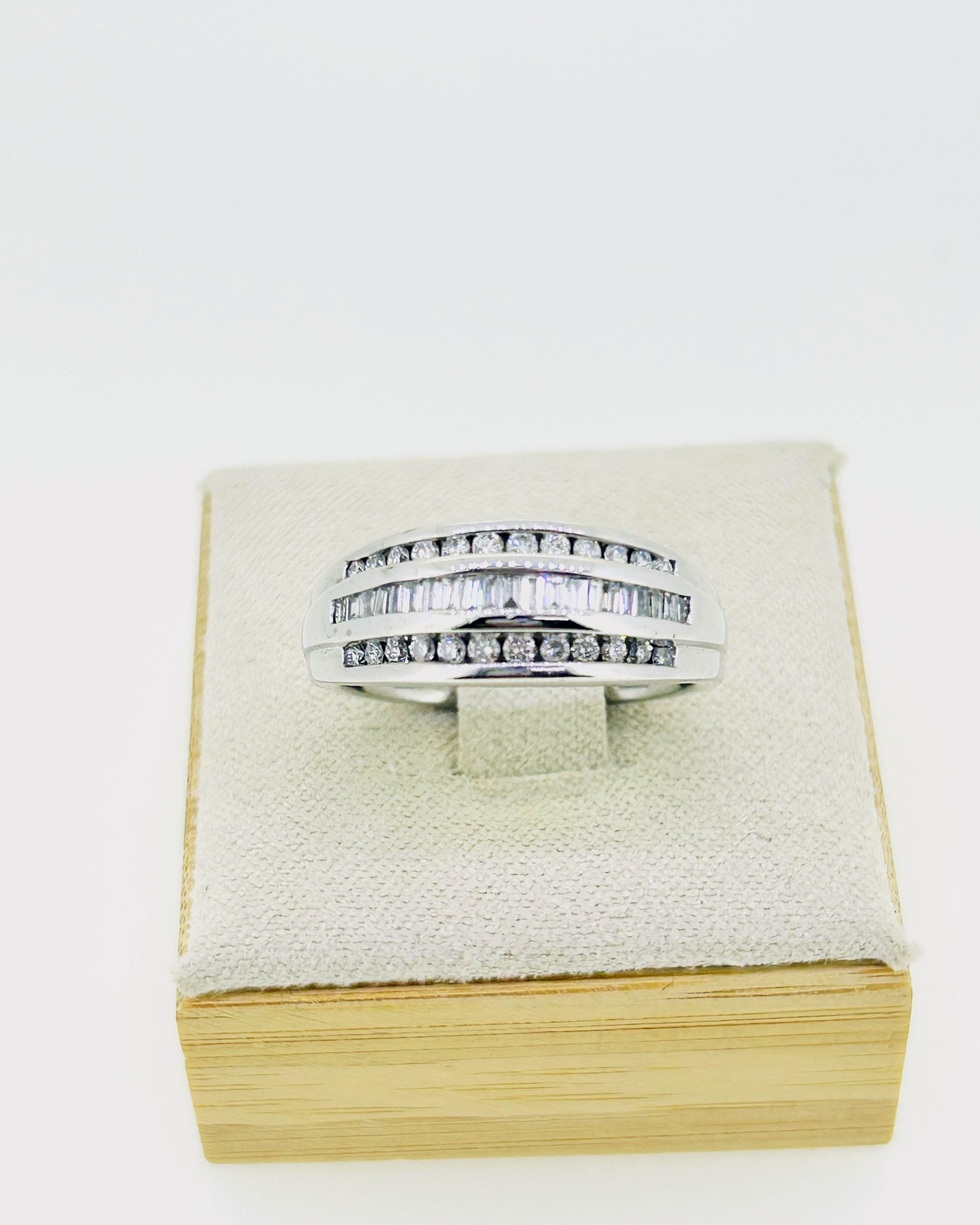 18-carat White Gold Diamond Channel Set Ring, Channel-set diamond ring in 18-carat white gold.