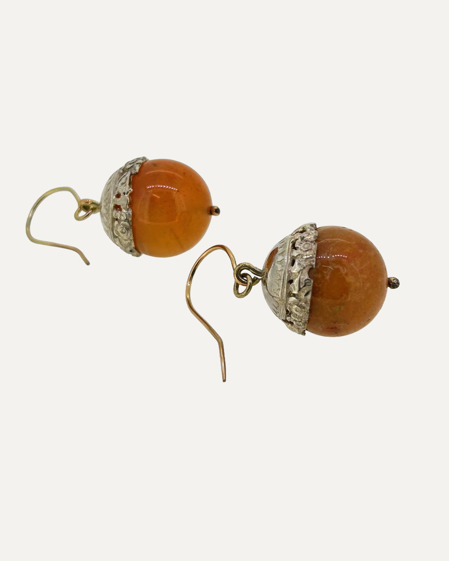 9-carat Yellow Gold and Silver Quartz Bead Drop Earrings, Drop earrings with quartz bead drops and silver mounts.
